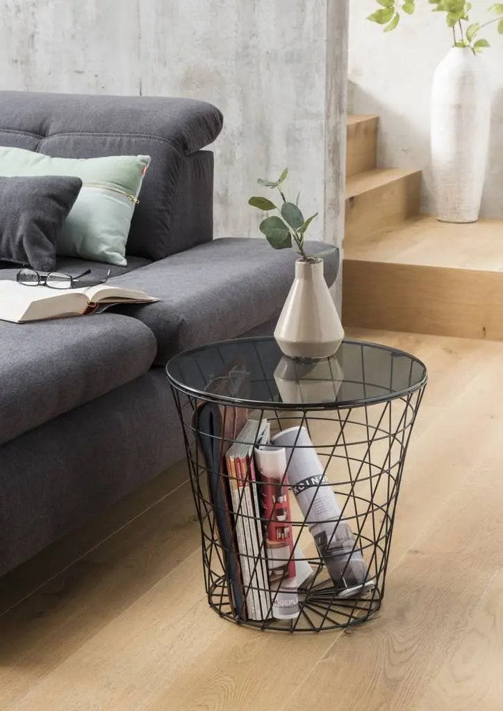 Concept Beistelltisch Embudo Schwarz / Grauglas
