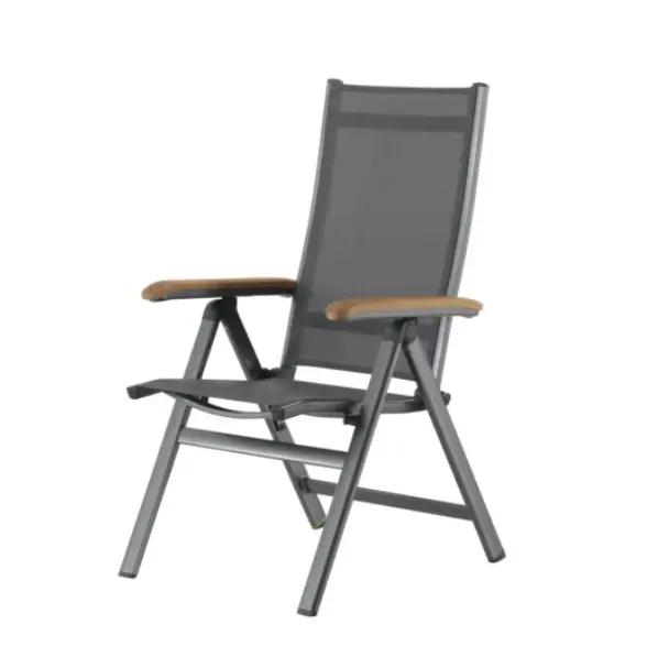 MWH Reno Multi Positions Stuhl 62x108,5x70 cm Eisengrau Teak Grau