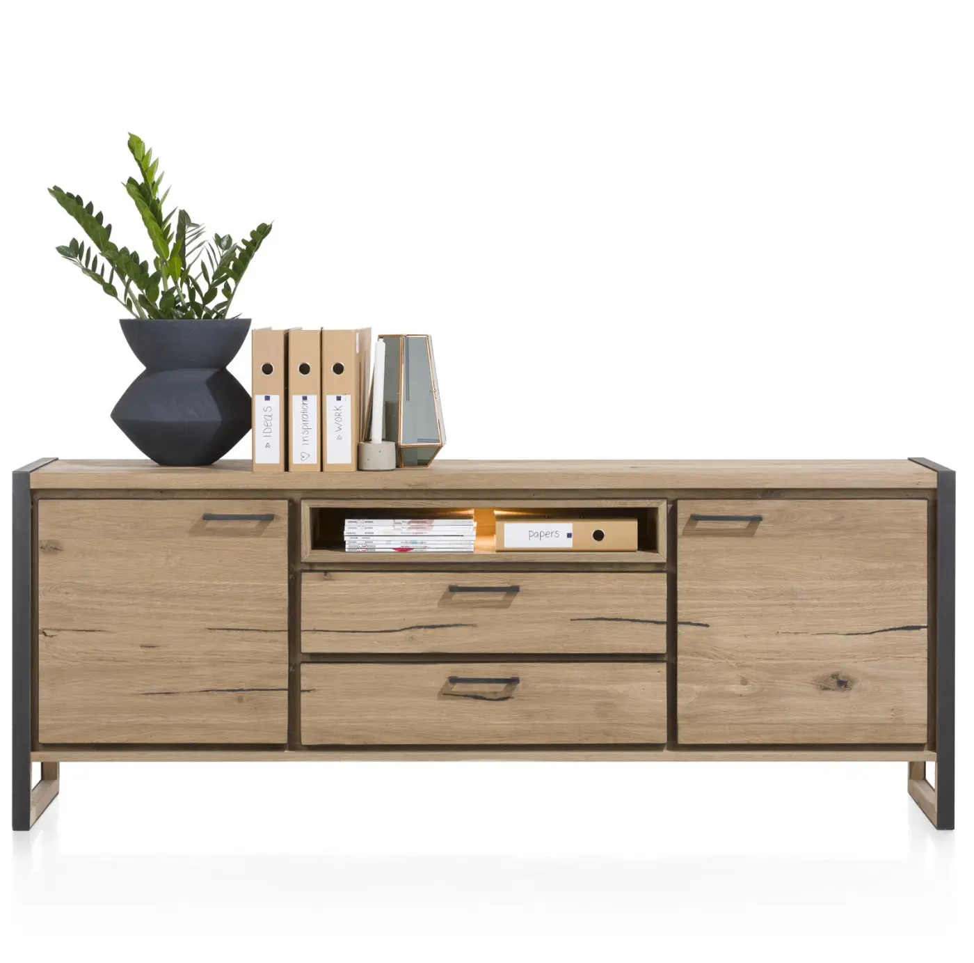 Henders & Hazel Metalo Sideboard 36331RWB Eiche furniert / Metall schwarz ca.210x80x42 cm Henders & Hazel Metalo Sideboard 36331RWB Eiche furniert / Metall schwarz ca.210x80x42 cm