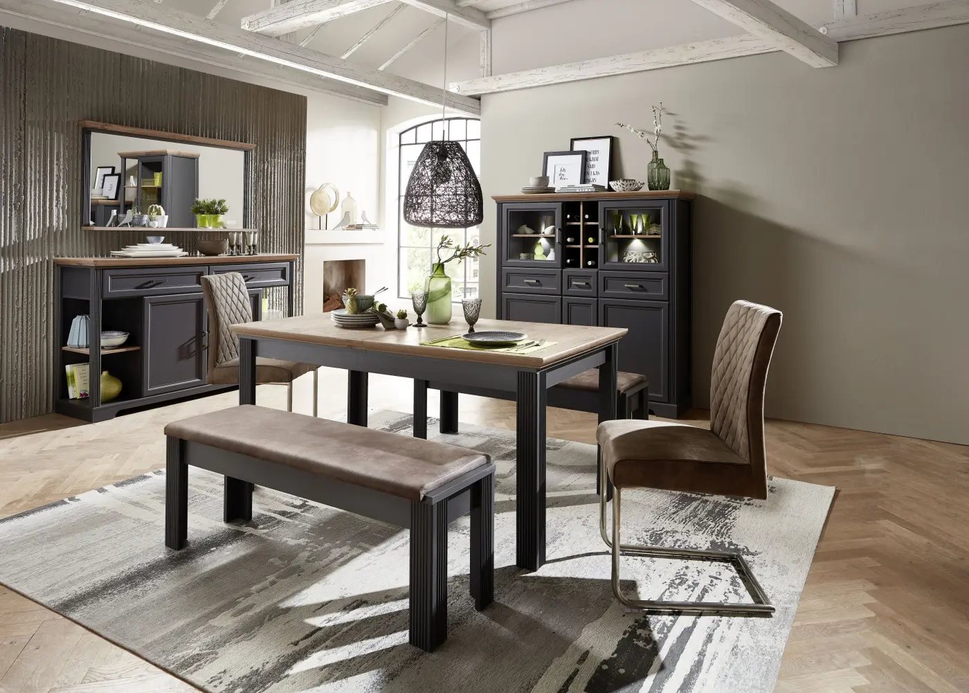 Innostyle Spiegel Jasmin 1LG9GH50, Graphit MDF/Eiche Artisan Nachbildung, BxHxT ca.142x74x16 cm
