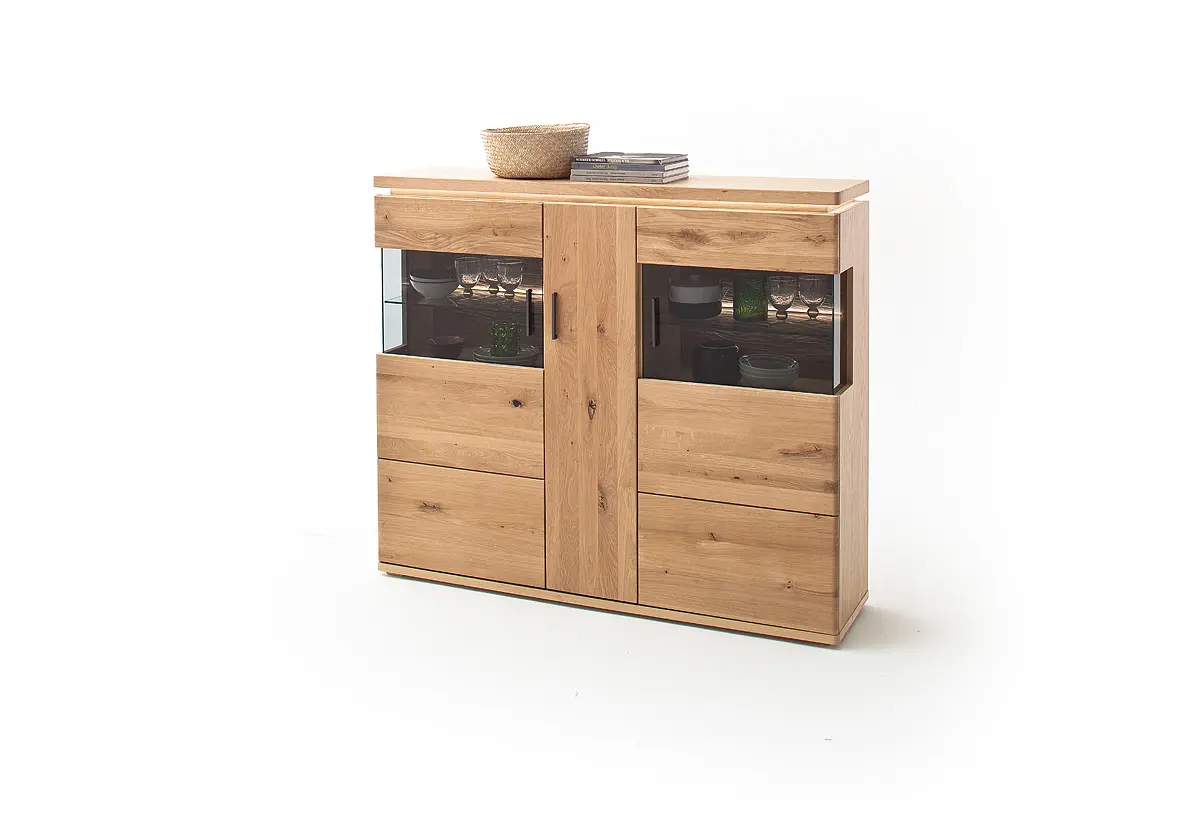 MCA Highboard Balkeneiche Bianco ca.150x128x37 cm