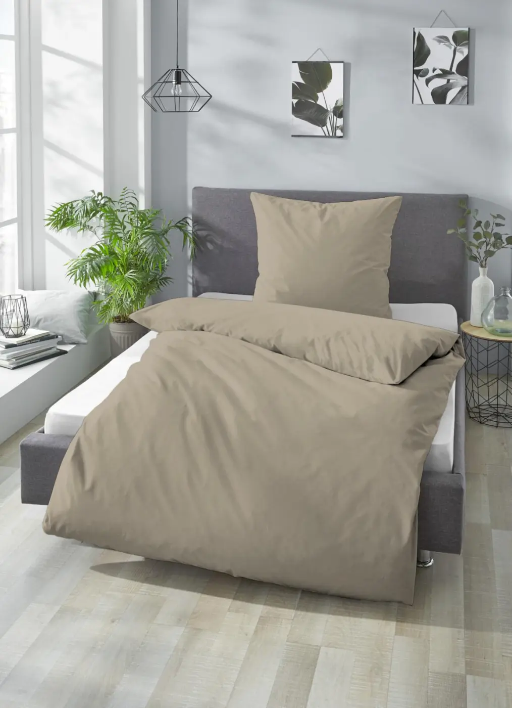 Biberna Bettwäsche Bio Satin 155x220 cm taupe