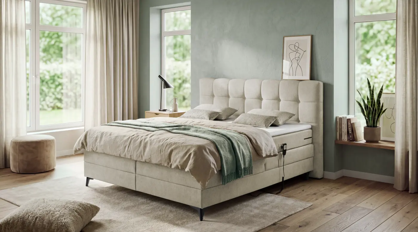 Ed Lifestyle Boxspringbett Atlas 6 Cream mit mot. Verstellung 180x200 cm