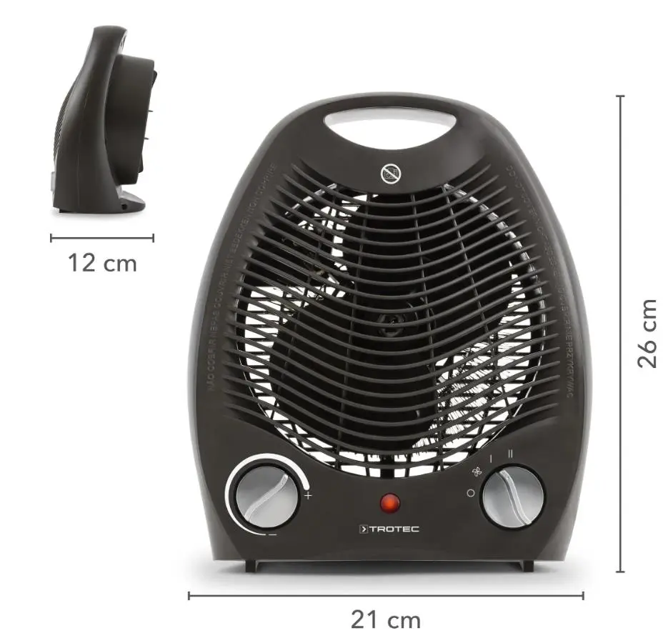 Trotec Heizlüfter TFH 20 E Standgerät, 2000 Watt, 2 Heizstufen, Kaltstufe