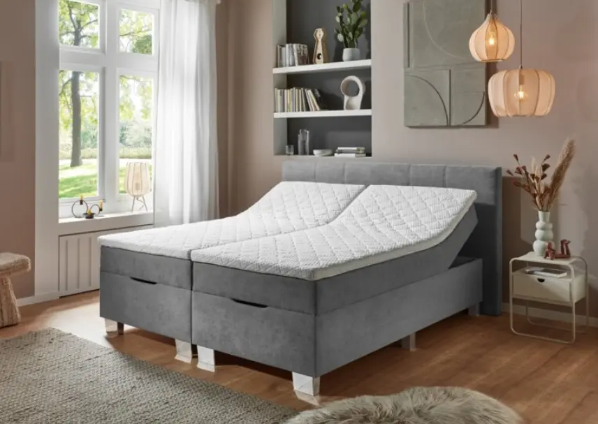 Sun Garden Boxspringgbett BX1790 Tirol inkl. Bettkasten Silber ca. 180x200 cm