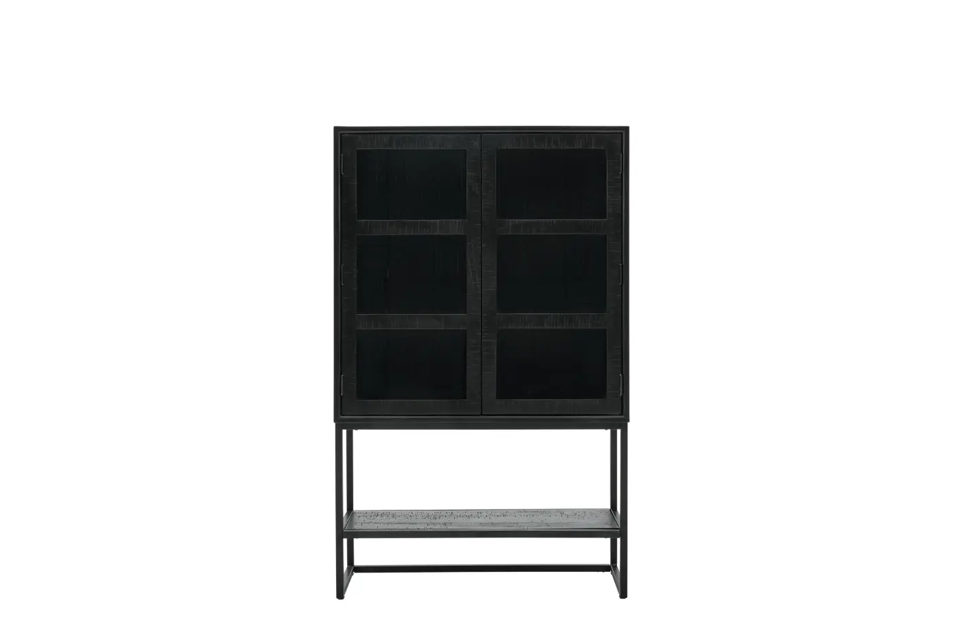 Roomio No. 2001 Vitrine Mango massiv schwarz ca. 100x160x42 cm