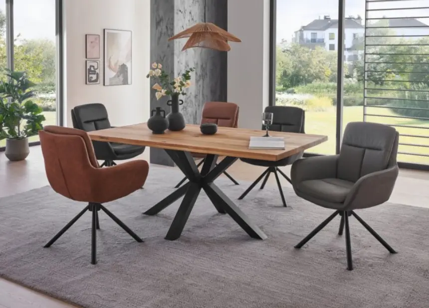 Stolkom Armlehnstuhl Amy Teilleder Schwarz 360° drehbar ca. 63x89x67 cm