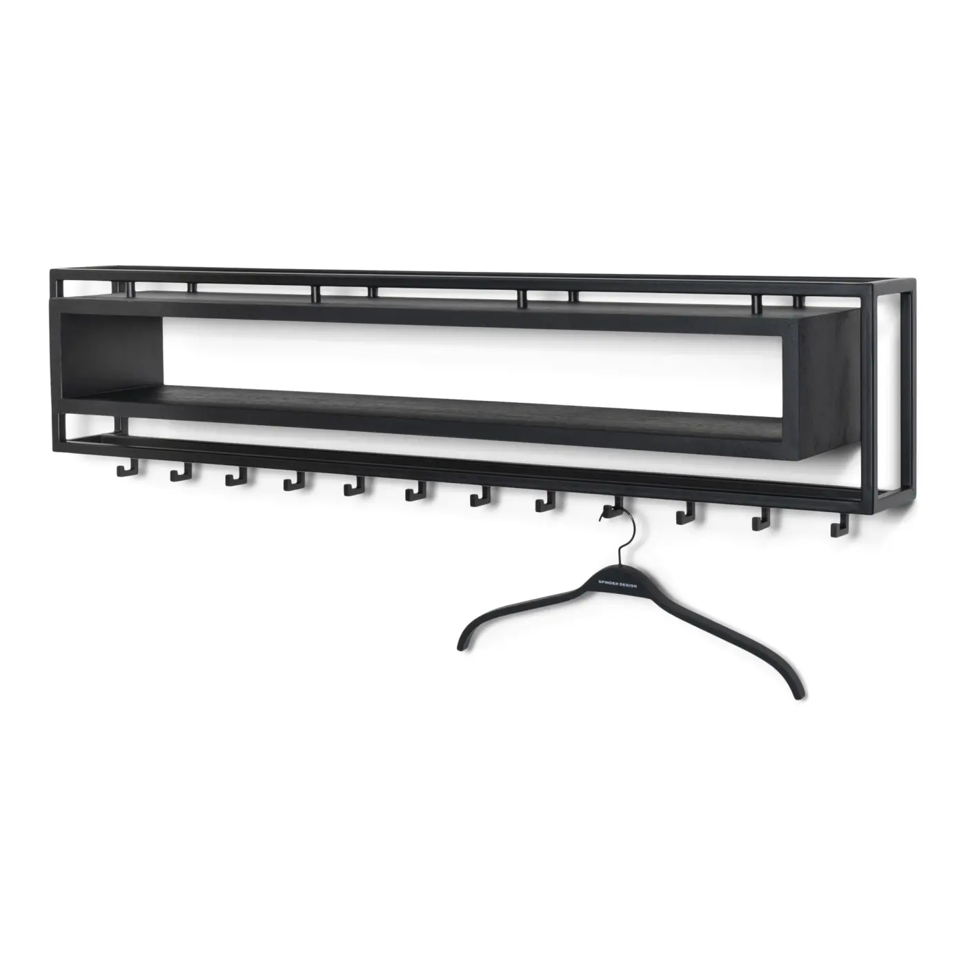 Spinder Wandgarderobe School Schwarz/Holz: schwarz, ca. 118x29,5x19 cm