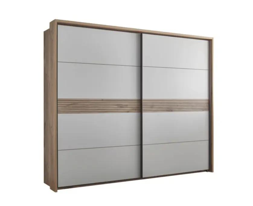 Schlafkontor Schwebetürenschrank Morone Viking Oak/Hellgrau ca. 280x231x66 cm, inkl. Passpartoutrahmen