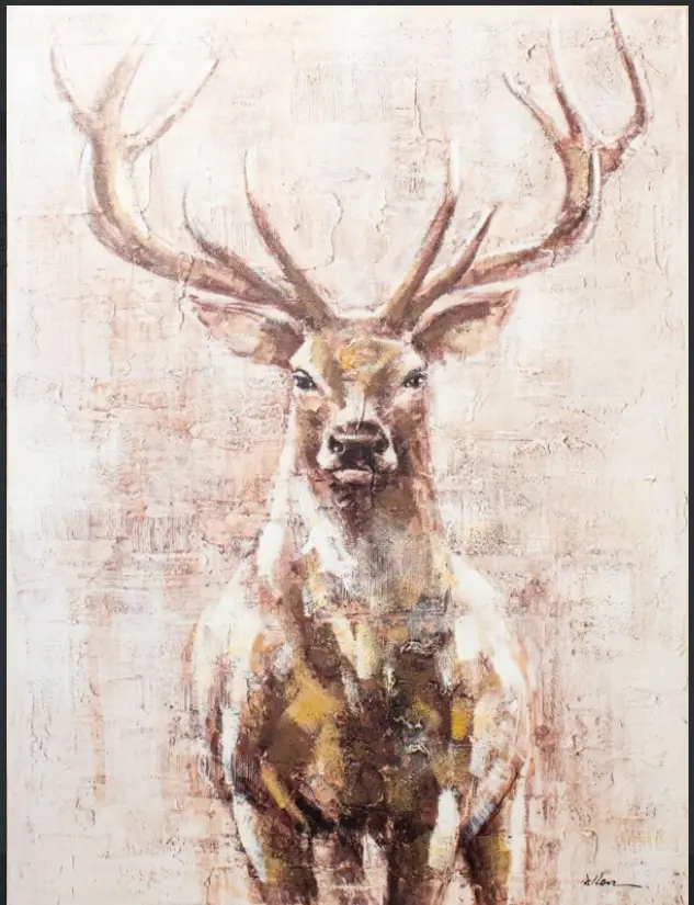 LC Wholesaler Ölbild Hirsch Frontal ca. 90x120 cm