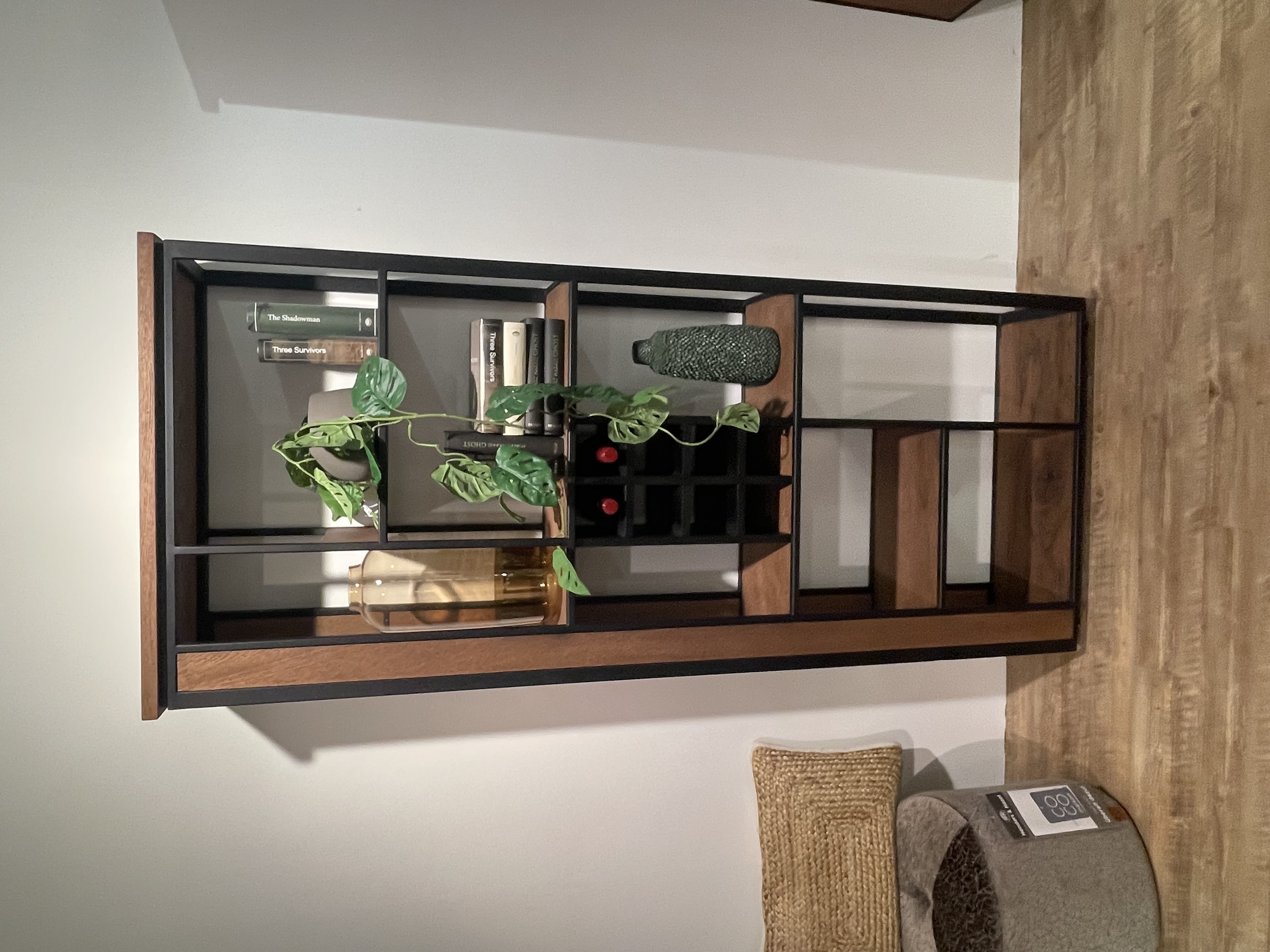 Roomdivider Oxford Wildeiche Natur Furniert Vintage Akzent Metall schwarz ca. 190x80x30 cm