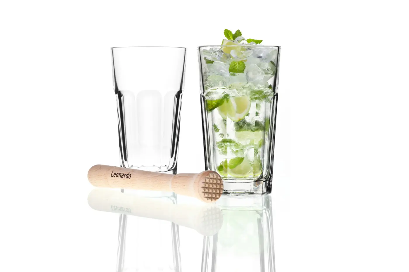 Leonardo Longdrinkgläser/Stößel BAR 3-teilig