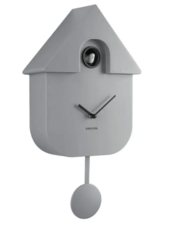 Karlsson Wall Clock Modern Cuckoo Mouse Grey ca. 21x41x8,5 cm