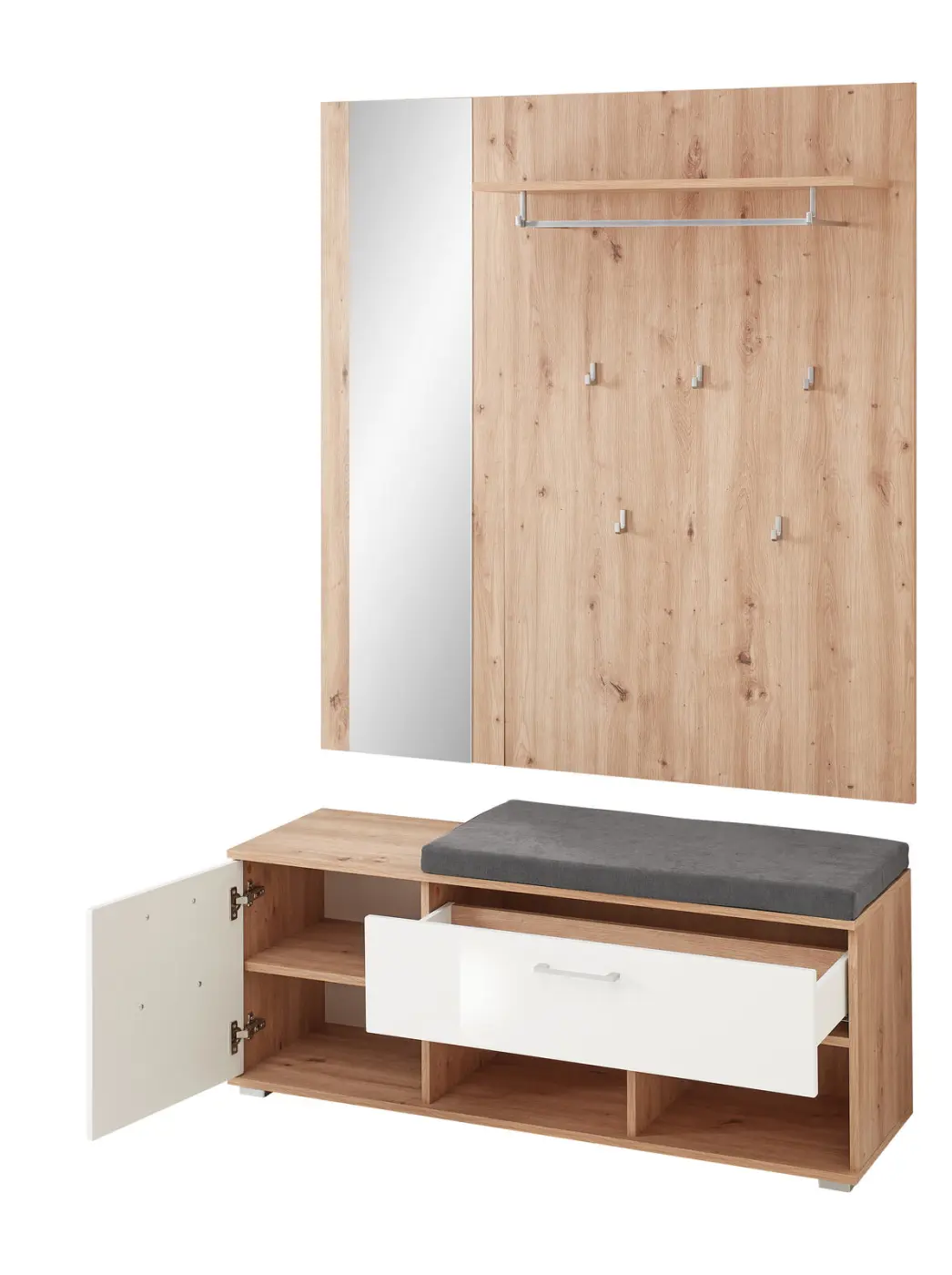 Innostyle Gaderobe/Dielenmöbel Fun Garderobe braun, weiß, Eiche, Holz