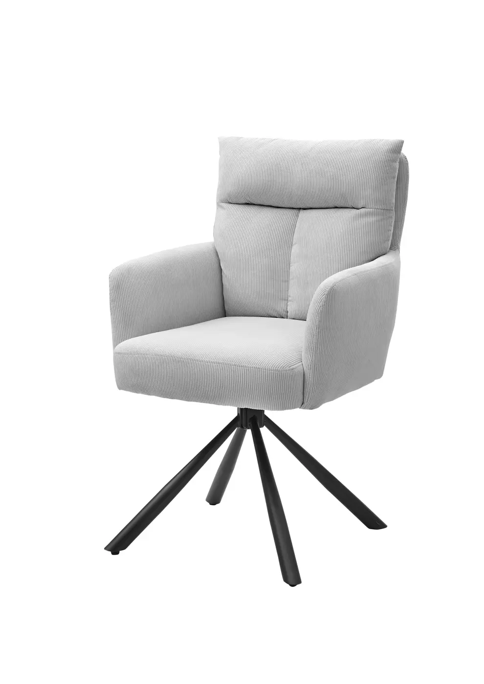Stolkom Armlehnstuhl Sofia Cord Hellgrau 180 Grad drehbar ca. 61x93x66 cm