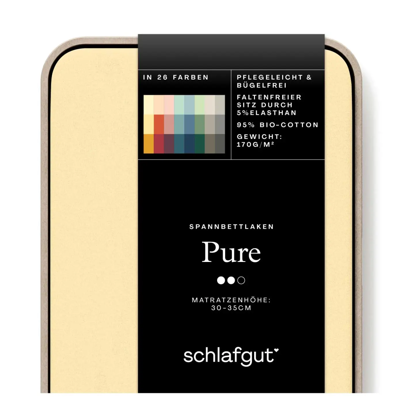 Schlafgut Spannbetttuch Pure 90x190-100x220 cm Yellow Mid