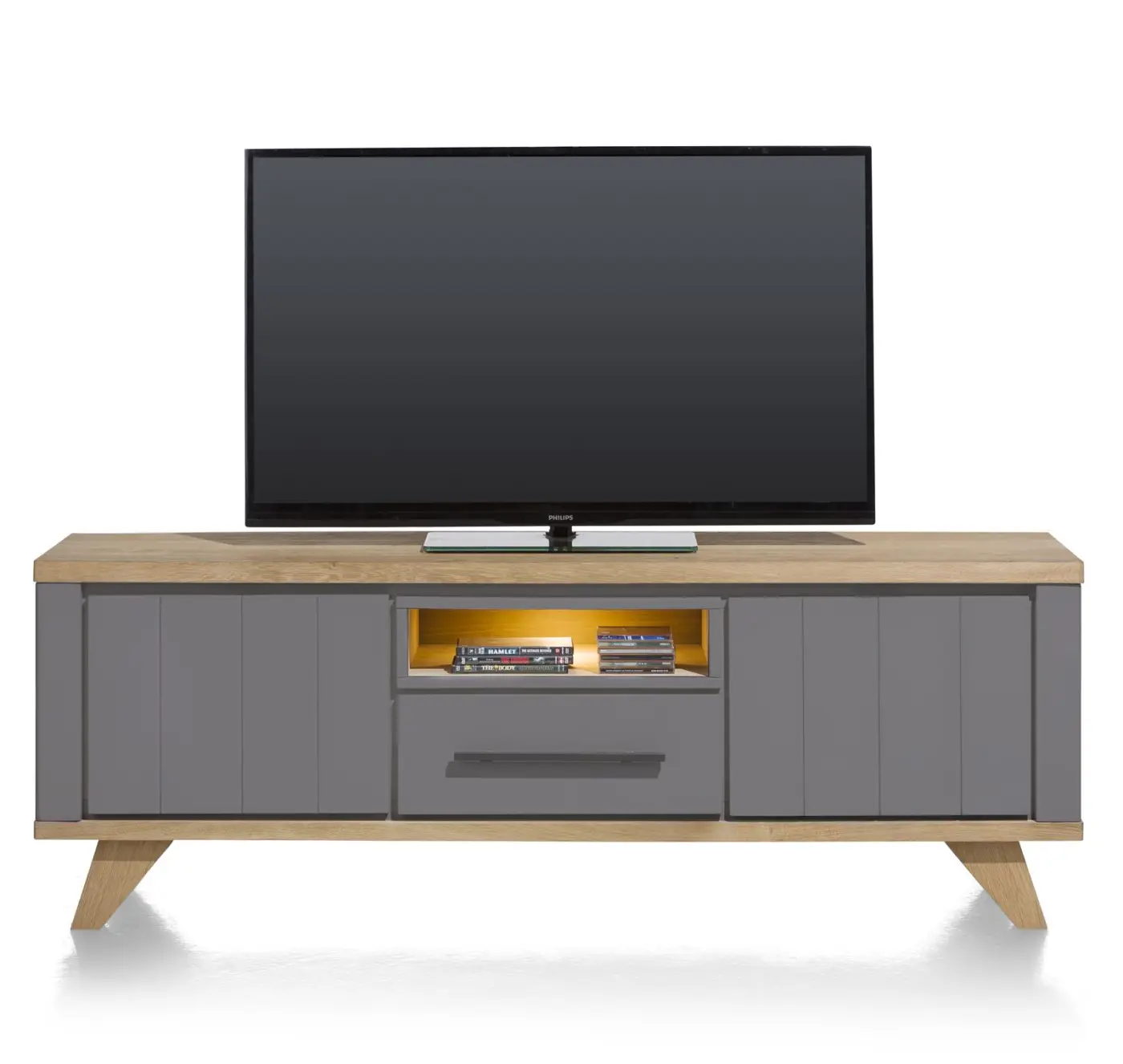 Henders & Hazel Jardin Lowboard 39898-ANT, Eiche Railway brown furniert, Akzent: Anthrazit, ca.170x60x45 cm