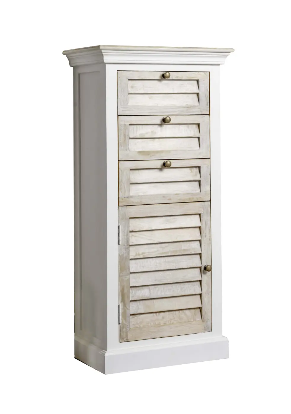 LC Wholesealer Kommode Hampton Mangoholz weiß ca. 55x35x115 cm