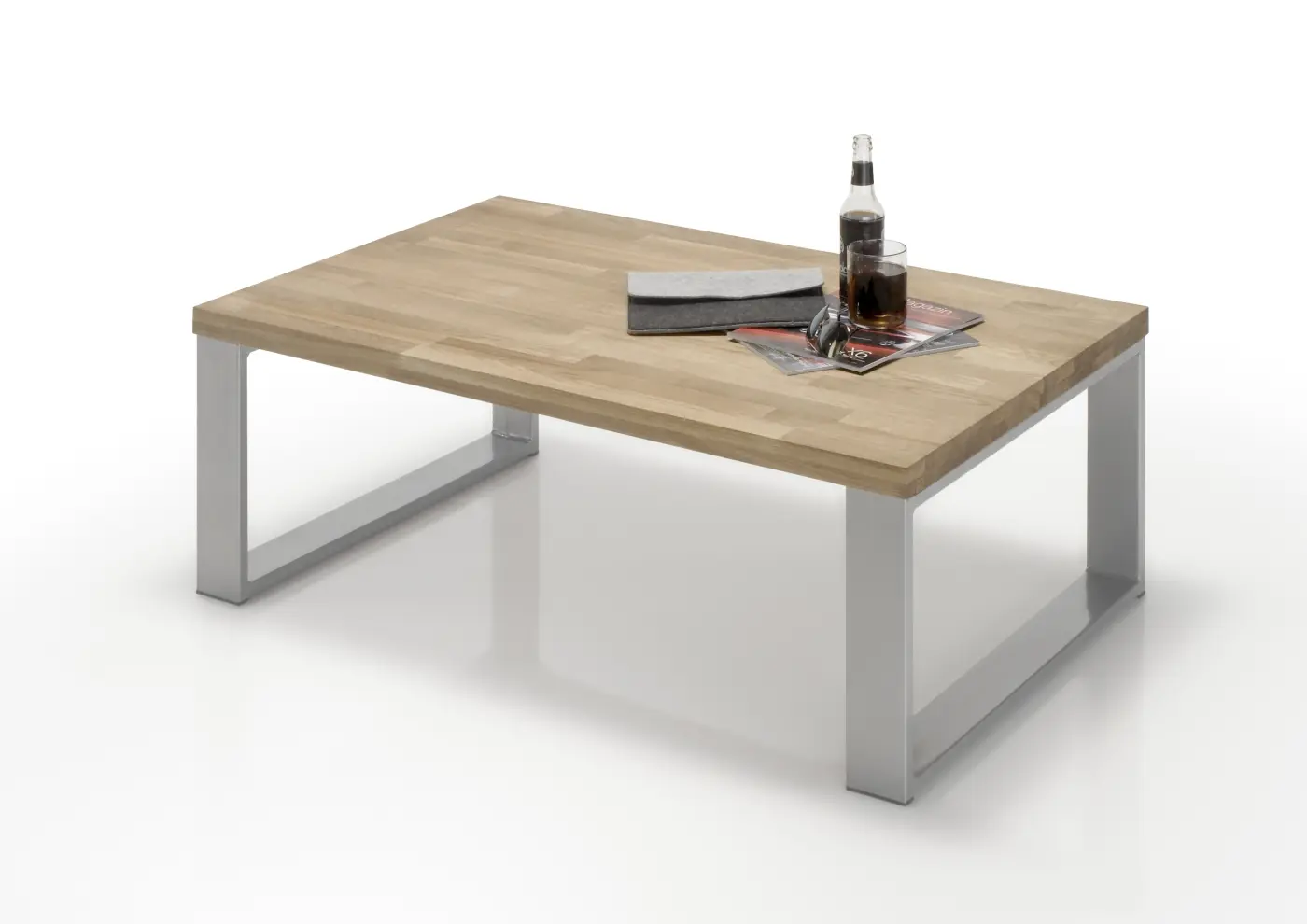 Couchtisch Wildeiche/Metall alufarb. BHT ca. 110x 40x70 cm