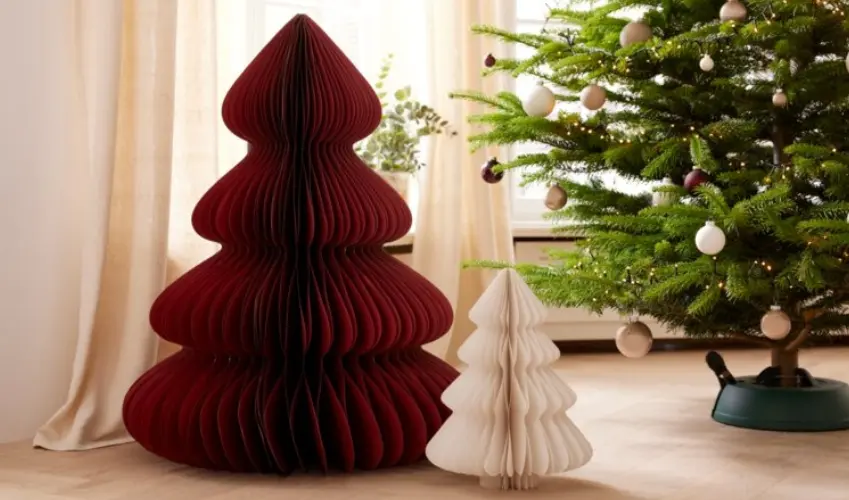 Kaemingk Baum Papier 90 cm rot