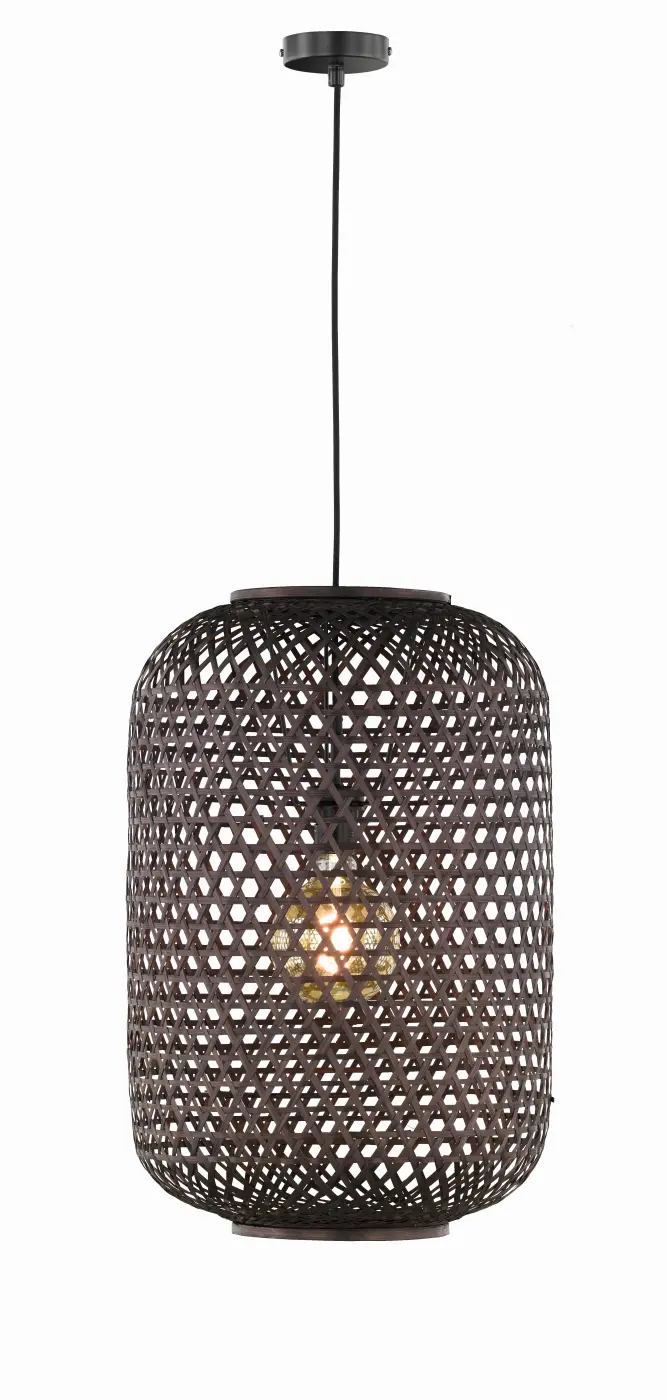 F&H Pendelleuchte 1-flg., 250 x 40 cm_Bambus schwarz, schwarz matt
