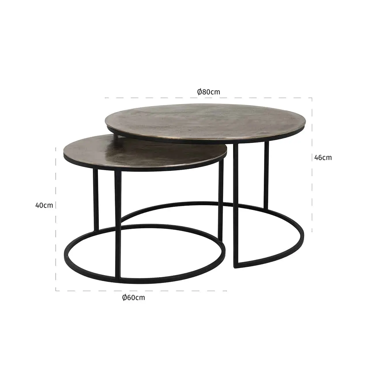 Richmond Interiors Coffee table Asher set of 2 (Champagne gold)