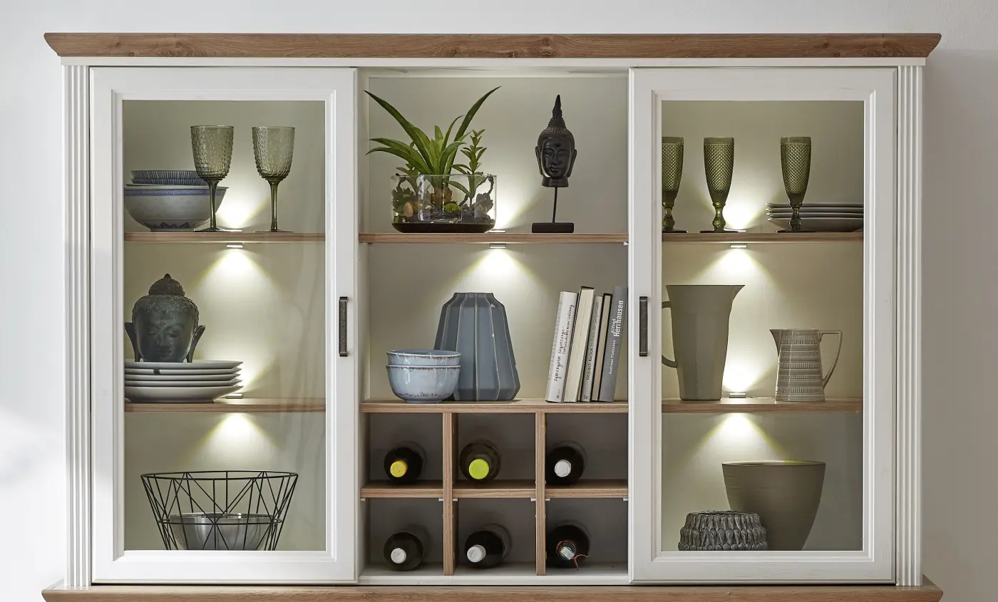 Innostyle Buffet-Aufsatz Jasmin 1LG9UH23, Pinie hell MDF/Artisan Eiche Nachbildung, BxHxT ca.166x103x42 cm, inkl. LED Beleuchtung