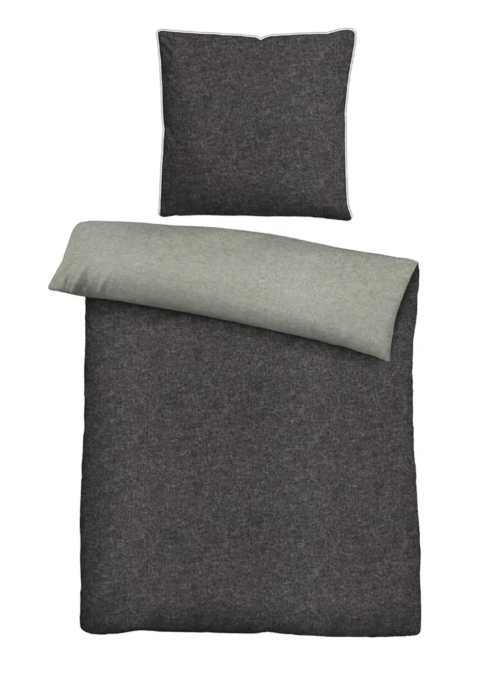 biberna Melange-Flanell Bettwäsche titanium 1x 155x220 cm + 1x 80x80 cm