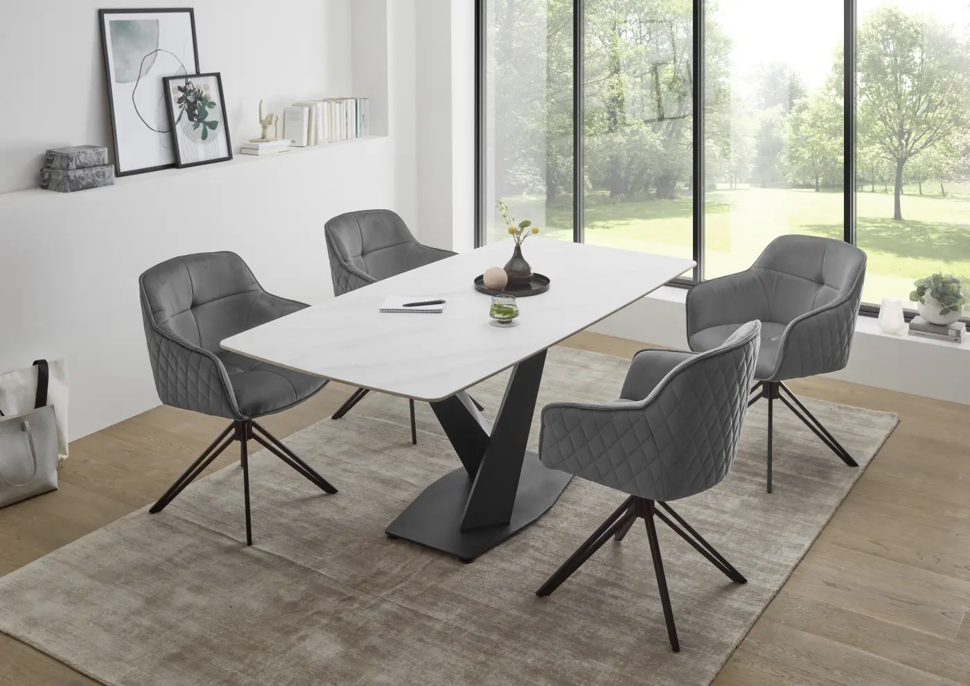 Stolkom Esstisch Ventura Keramik Weiß ca. 180x76x90 cm