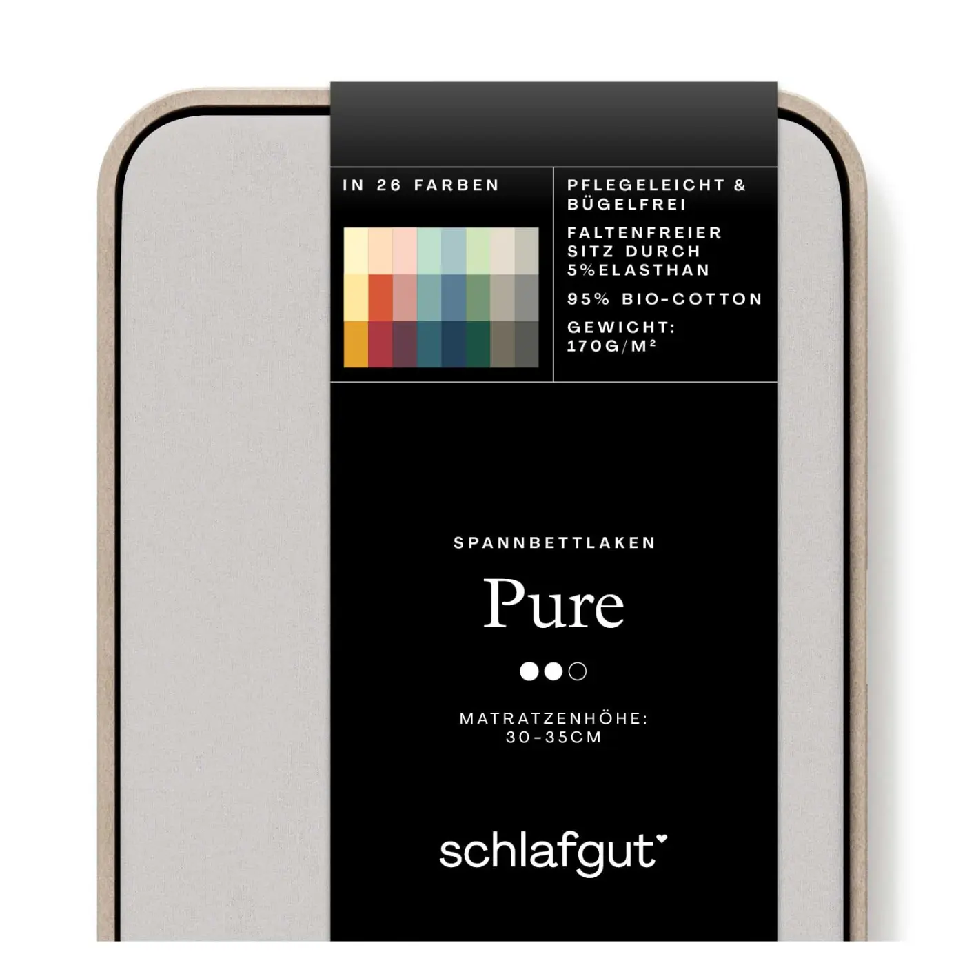 Schlafgut Spannbetttuch Pure 120x200-130x220 cm Grey Light