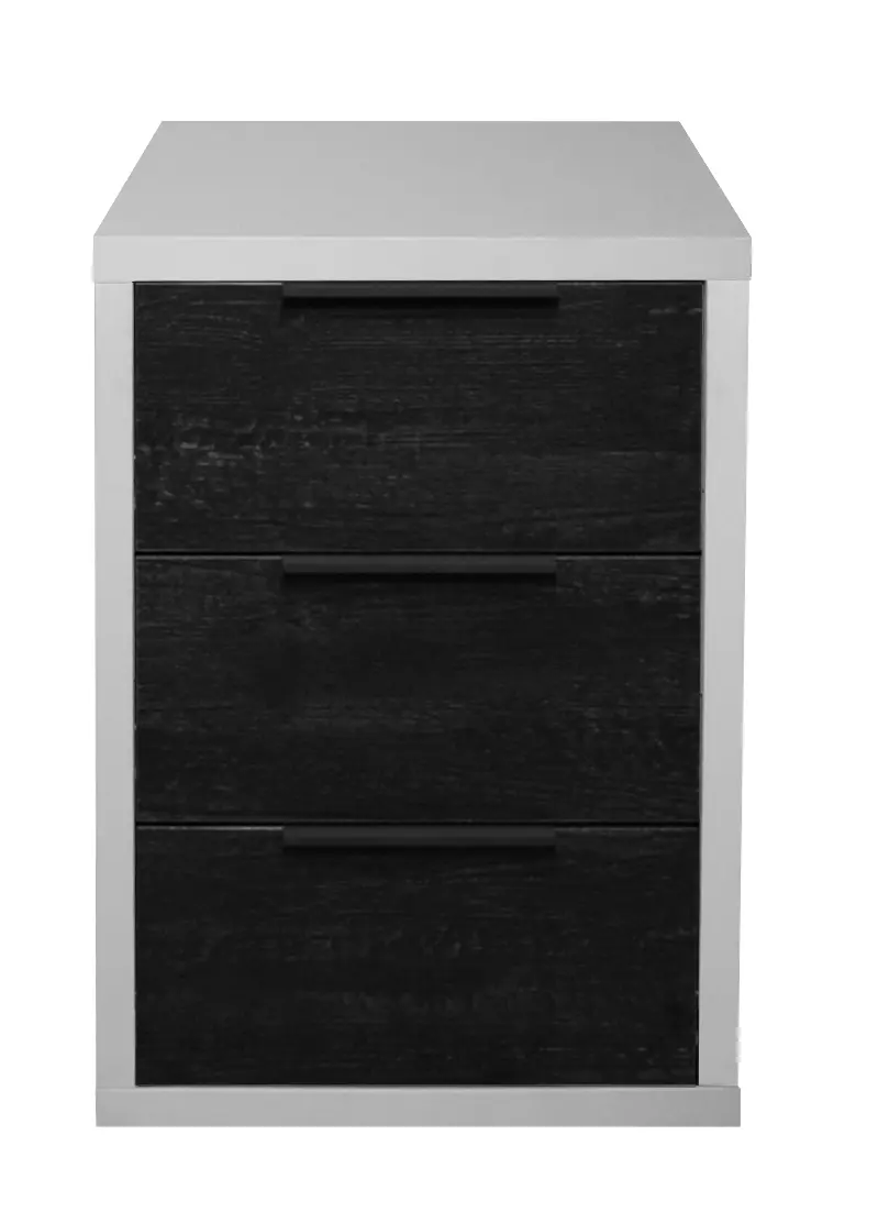Mäusbacher Nachtkommode kreidegrau matt lack / flamed wood black