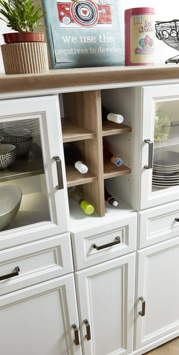 Innostyle Buffet-Aufsatz Jasmin 1LG9UH23, Pinie hell MDF/Artisan Eiche Nachbildung, BxHxT ca.166x103x42 cm, inkl. LED Beleuchtung