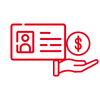 Hand hält einen Ausweis und ein Dollarzeichen, symbolisiert Finanzierung für Führerschein.