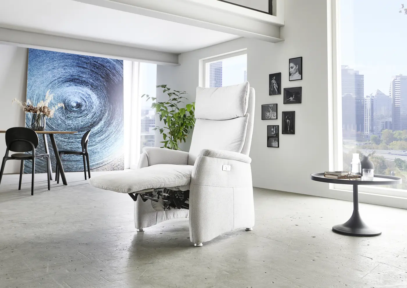 MDS Steinpol Polsteria Relaxsessel Lodi Comfort RelaXX Type 1230, Bezug: Sofia clean silver, manuelle Verstellung mit Gasdruck und manueller Kopfteilverstellung