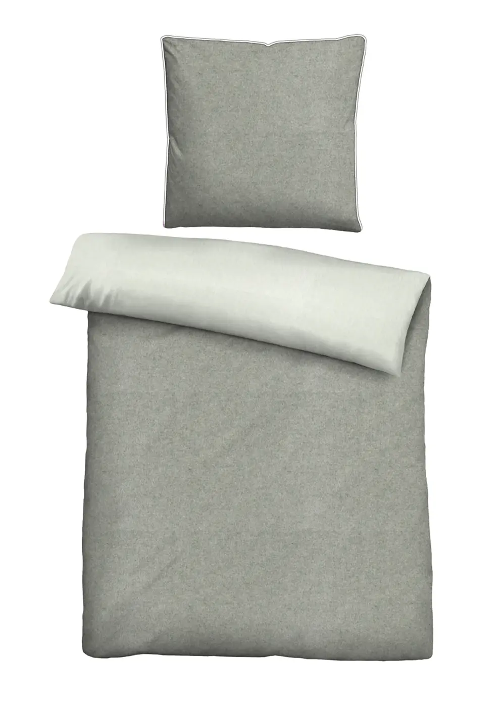 Biberna Melange-Flanell Bettwäsche sturmgrau 1x 135x200 cm + 1x 80x80 cm