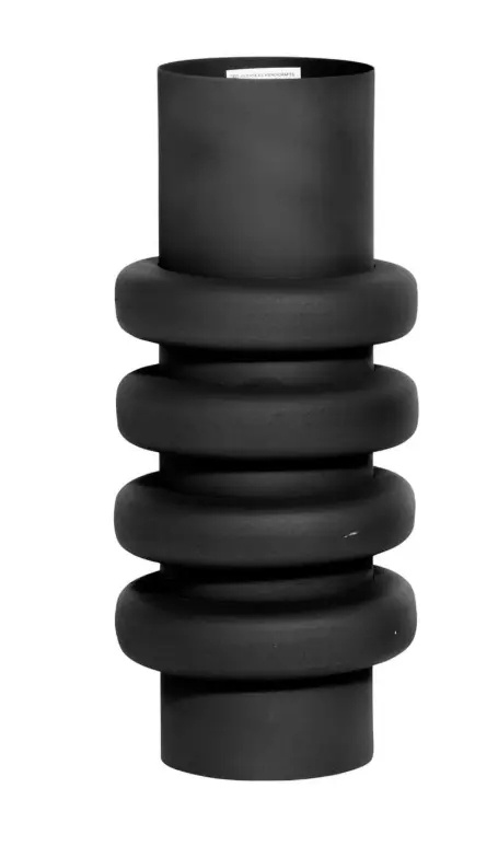 LC Wholesaler Vase Schwarz Ringdesign, ca. 41 cm