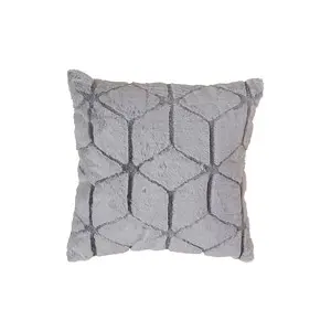 Hogewoning Cushion Cozy Diamond  Fake Fur 45x45cm White/Grey