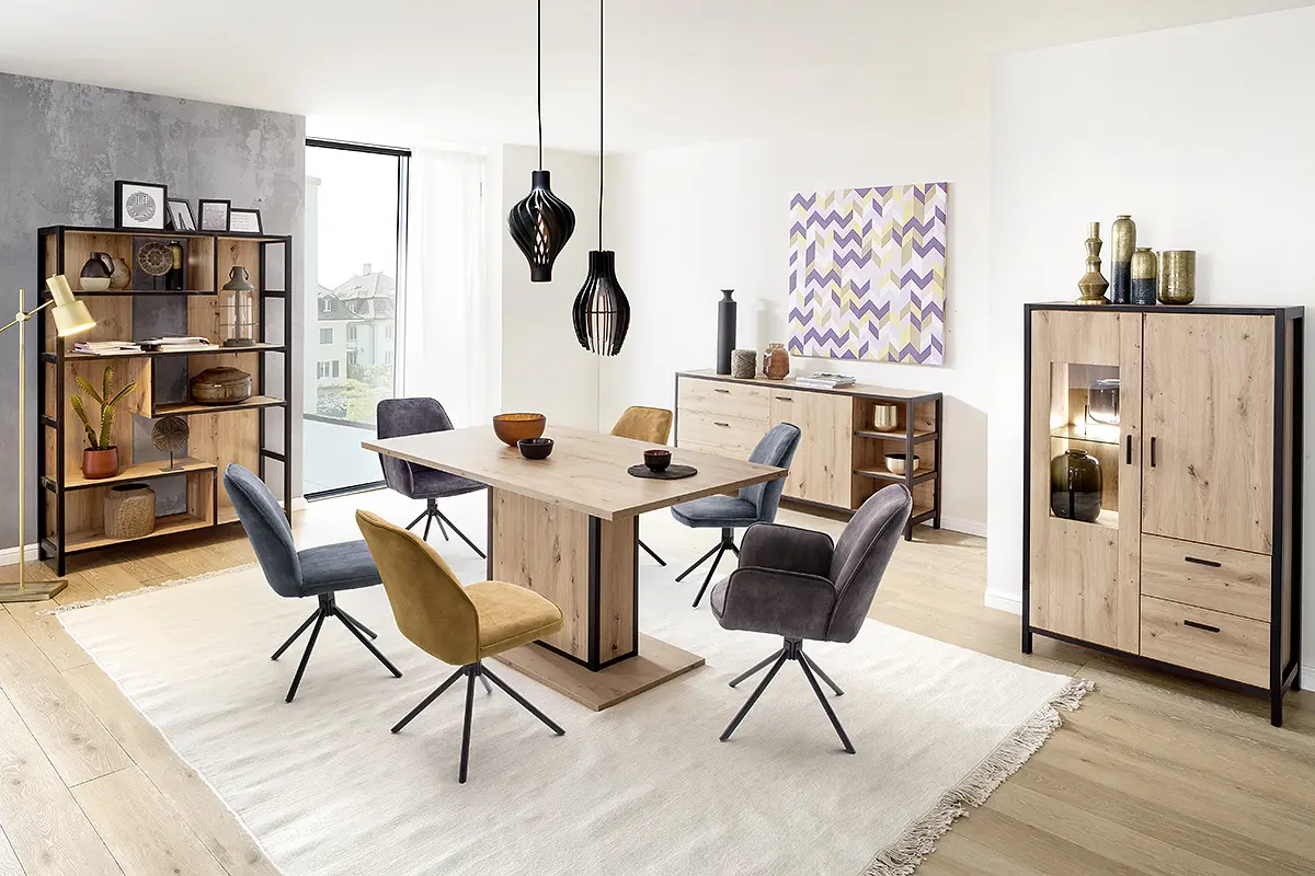 MCA Highboard Balkeneiche - anthrazit ca.86x140x40 cm