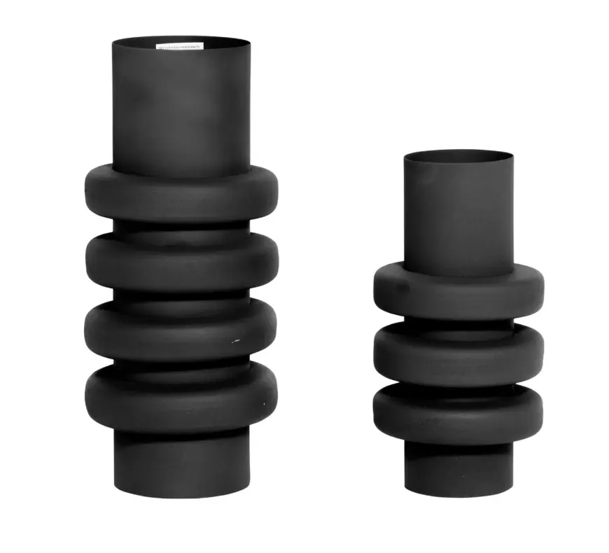 LC Wholesaler Vase Schwarz Ringdesign, ca. 41 cm