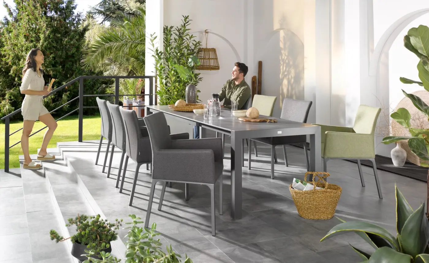 Stern 431749 Ausziehtisch 214 / 100 / 75 cm Anthrazit Silverstar Zement