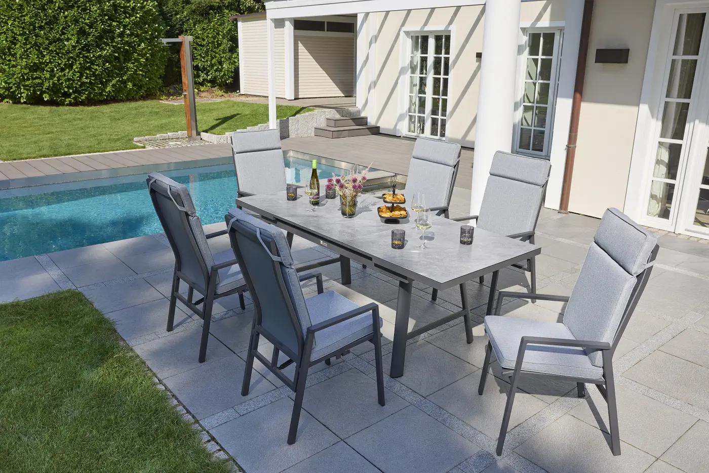 LC Wholesaler Positionsstuhl Sunfort Anthrazit/Silber 63x57x110cm