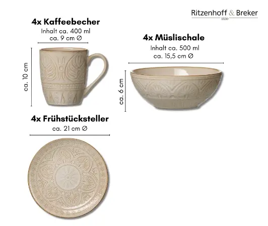 Ritzenhof und Breker 12 teiligee Frühstück-Set Omara
