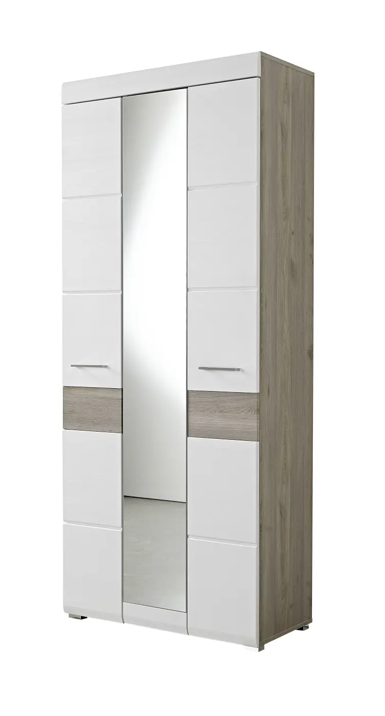 Innostyle Funny Garderobenschrank ca. 84x200x40 cm Weiß/Silbereiche