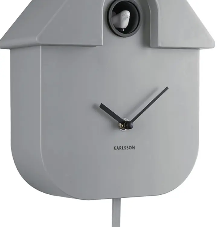 Karlsson Wall Clock Modern Cuckoo Mouse Grey ca. 21x41x8,5 cm