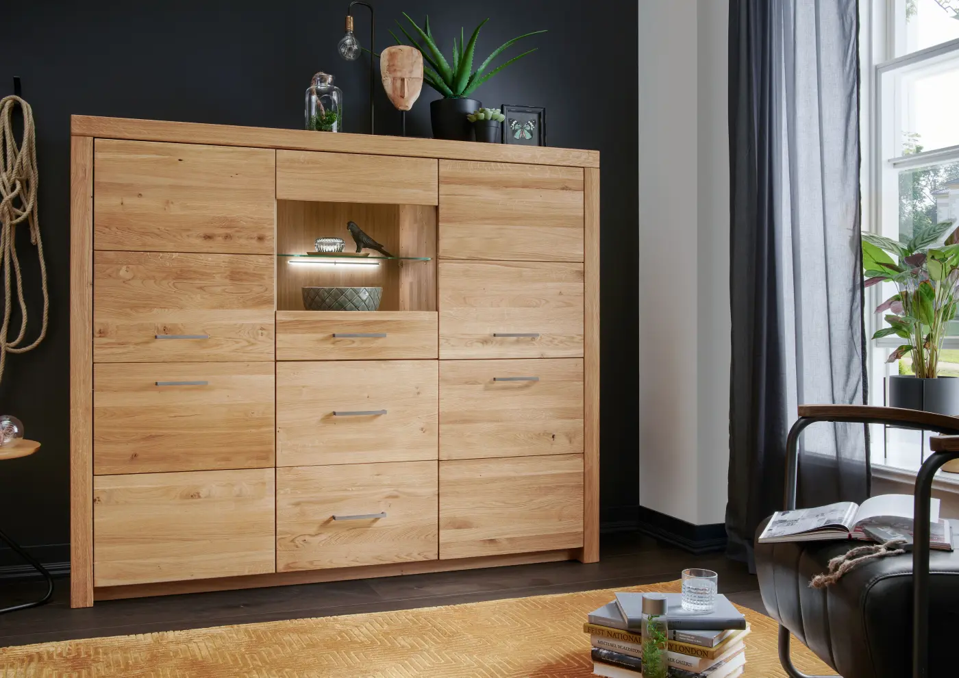3S Frankenmöbel Highboard Wildeiche massiv ca. 171x143x40 cm