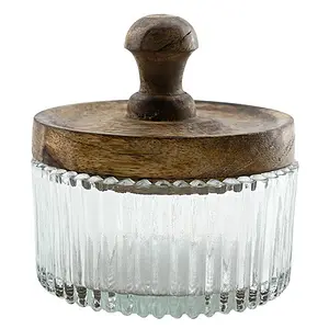Hogewoning Chambly Glass Jar w/wooden Lid 11cm Clear
