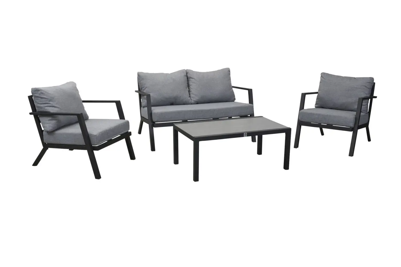 LC Garden Lounge-Set Sondrino 4 tlg. Schwarz/Silber/Betonoptik