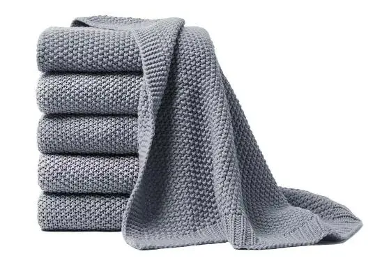 Hahn Strickdecke ca. 130x170 cm Mittelgrau