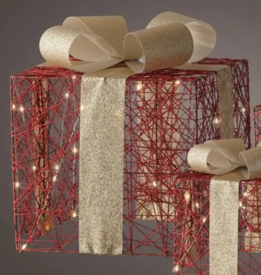 Kaemingk Micro LED Geschenkschachtel rot 25x25x28 cm