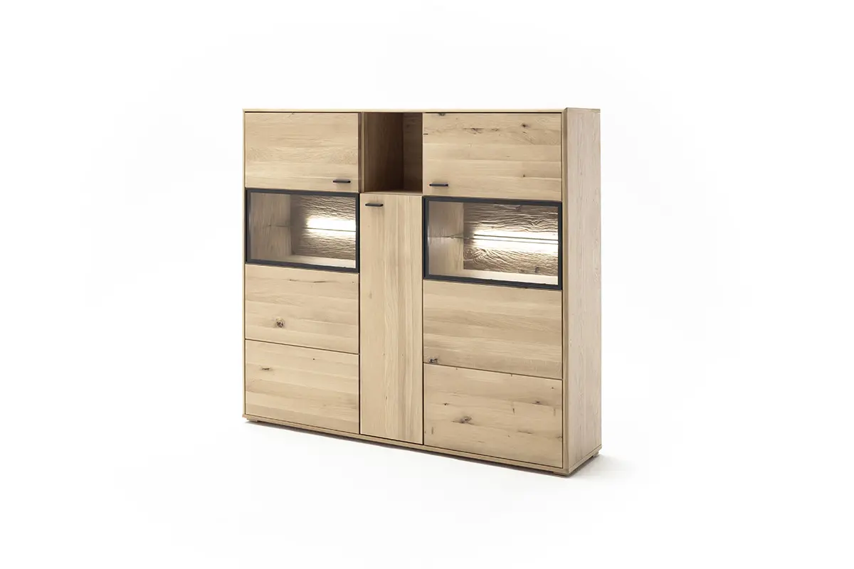 MCA Highboard Balkeneiche Bianco ca.154x140x38 cm